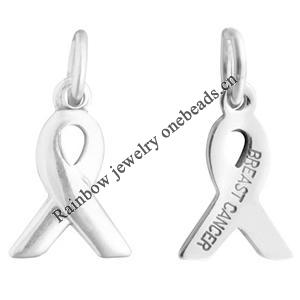 Zinc Alloy Charm, Nickel-free and Lead-free, Breast Cancer, Height: 15mm, Width: 10mm, Sold by PC