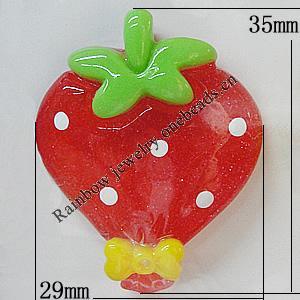 Resin Cabochons, No Hole Headwear & Costume Accessory, Fruit The other side is Flat 35x29mm, Sold by Bag