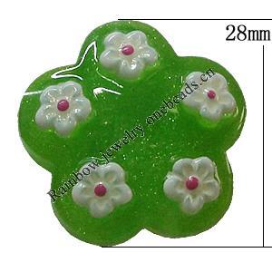 Resin Cabochons, No Hole Headwear & Costume Accessory, Flower The other side is Flat 28mm, Sold by Bag