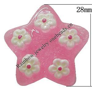 Resin Cabochons, No Hole Headwear & Costume Accessory, Star The other side is Flat 28mm, Sold by Bag