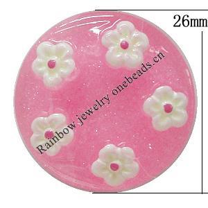 Resin Cabochons, No Hole Headwear & Costume Accessory, Flat Round The other side is Flat 26mm, Sold by Bag