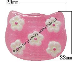 Resin Cabochons, No Hole Headwear & Costume Accessory, Cat The other side is Flat 28x22mm, Sold by Bag