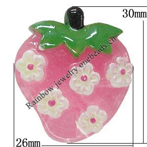 Resin Cabochons, No Hole Headwear & Costume Accessory, Fruit The other side is Flat 30x26mm, Sold by Bag