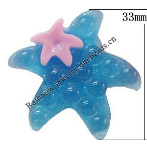 Resin Cabochons, No Hole Headwear & Costume Accessory, Star The other side is Flat 33mm, Sold by Bag