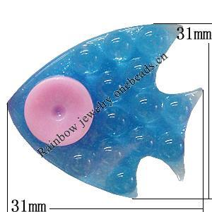 Resin Cabochons, No Hole Headwear & Costume Accessory, Fish The other side is Flat 31x31mm, Sold by Bag