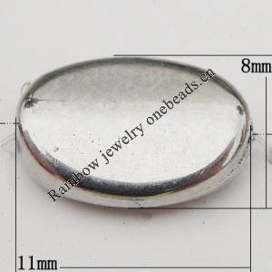 Jewelry findings, CCB plastic Beads Platina plated, Flat Oval 11x8mm Hole:1mm, Sold by KG