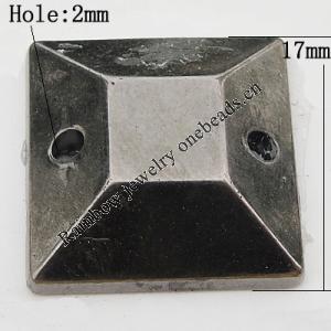 CCB Cabochons With Hole, With Costume or Headwear, Square 17mm Hole:2mm, Sold by KG