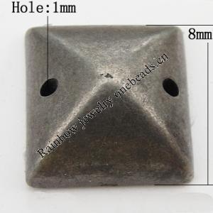 CCB Cabochons With Hole, With Costume or Headwear, Square 8mm Hole:1mm, Sold by KG