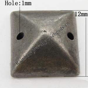 CCB Cabochons With Hole, With Costume or Headwear, Square 12mm Hole:1mm, Sold by KG