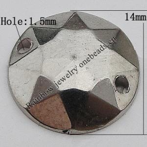 CCB Cabochons With Hole, With Costume or Headwear, Faceted Flat Round 14mm Hole:1.5mm, Sold by KG