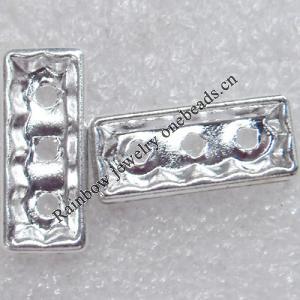 A Rhinestone，Rectangle, 19x8x3mm，Hole:Approx 2mm, Sold by Bag