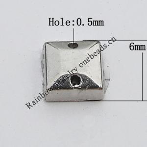 CCB Cabochons With Hole, With Costume or Headwear, Faceted Square 6mm Hole:0.5mm, Sold by KG