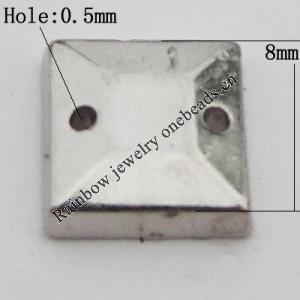 CCB Cabochons With Hole, With Costume or Headwear, Faceted Square 8mm Hole:0.5mm, Sold by KG