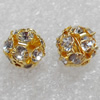 A Rhinestone，Round, 6mm，Hole:Approx 1.5mm, Sold by Bag