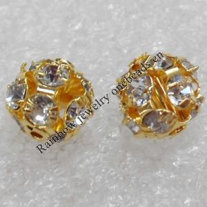 A Rhinestone，Round, 8mm，Hole:Approx 1.5mm, Sold by Bag
