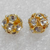 A Rhinestone，Round, 10mm，Hole:Approx 1.5mm, Sold by Bag