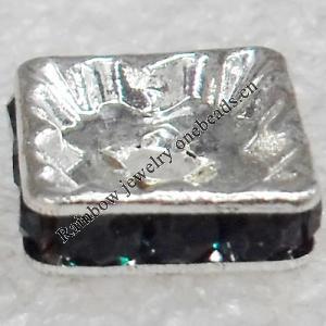 A Rhinestone，Square, 10mm，Hole:Approx 1.5mm, Sold by Bag