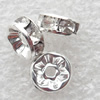 A Rhinestone，Rondelle, 6mm，Hole:Approx 1.5mm, Sold by Bag