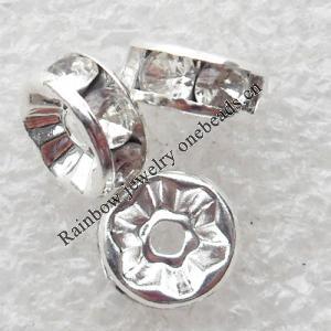 A Rhinestone，Rondelle, 8mm，Hole:Approx 1.5mm, Sold by Bag