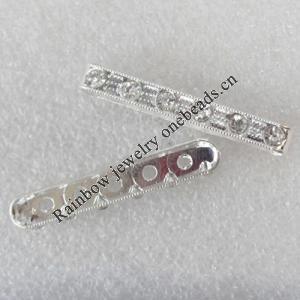 Rhinestone，38x5x6mm，Hole:Approx 2mm, Sold by Bag