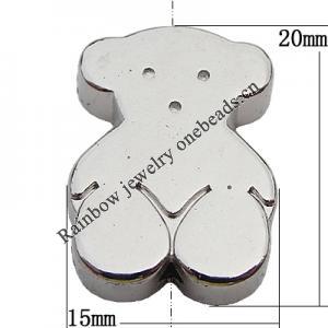 Jewelry findings, CCB Plastic Beads Platina Plated, Bear 20x15mm Hole:1.5mm, Sold by KG