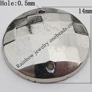 CCB Cabochons With Hole, With Costume or Headwear, Faceted Flat Round 14mm Hole:0.5mm, Sold by KG