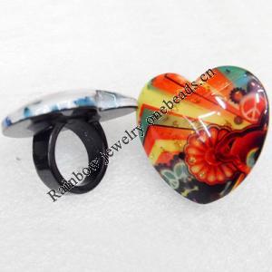 Resin Rings, Heart, 42mm, Sold by PC