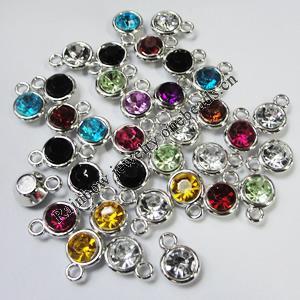 Jewelry findings CCB plastic Charm with Acrylic Crystal, Mixed color 13x18mm, Sold by Bag 