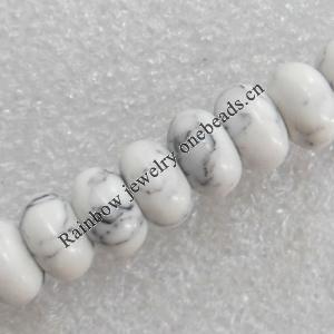 White Turquoise Beads, Rondelle, 10x6mm, Hole:Approx 1-1.5mm, Sold per 16-inch Strand