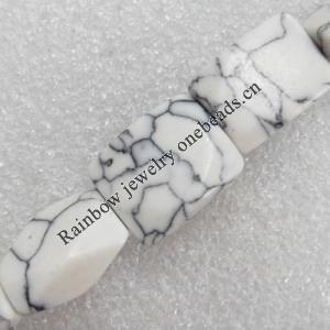 White Turquoise Beads, Faceted Rectangle, 15x20mm, Hole:Approx 1-1.5mm, Sold per 16-inch Strand