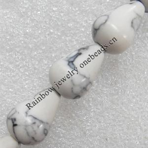 White Turquoise Beads, Teardrop, 13x18mm, Hole:Approx 1-1.5mm, Sold per 16-inch Strand