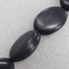 Black Turquoise Beads, Flat Oval, 18x26mm, Hole:Approx 1-1.5mm, Sold per 16-inch Strand