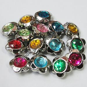 Jewelry findings CCB Plastic Beads with TaiWan Acrylic Crystal, Flower, Mixed color, 22mm, Sold by Bag