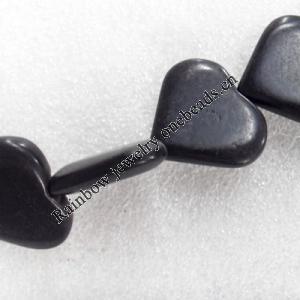 Black Turquoise Beads, Heart, 29x25mm, Hole:Approx 1-1.5mm, Sold per 16-inch Strand