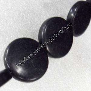 Black Turquoise Beads, Flat Round, 25x7mm, Hole:Approx 1-1.5mm, Sold per 16-inch Strand