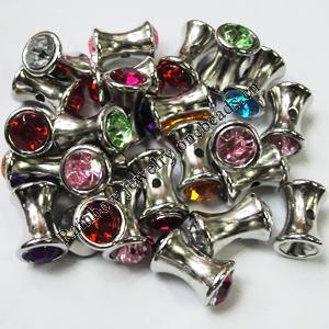 Jewelry findings CCB Plastic Beads with Acrylic Crystal, Mixed color  17x11mm, Sold by Bag 