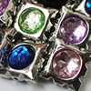 Jewelry findings CCB Plastic Beads with Acrylic Crystal, Mixed color Square 19mm, Sold by Bag 