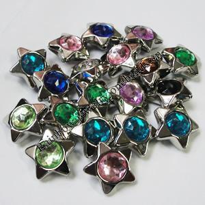 Jewelry findings CCB Plastic Beads with Acrylic Crystal, Mixed color Star 24mm, Sold by Bag 