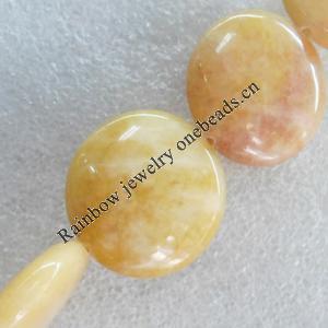 Natural Jade Beads, Flat Round, 25x7mm, Hole:About 1-1.5mm, Sold per 16-inch Strand