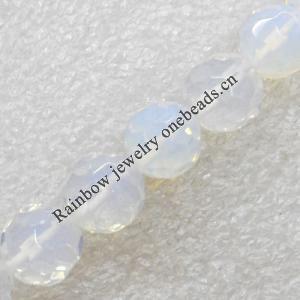 Moonstone Beads, Faceted Round, 10mm, Hole:Approx 1mm, Sold by Strand
