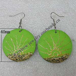 Wooden Earring，Flat Round 40mm, Sold by Group 