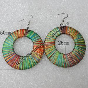 Wooden Earring，Flat Round 50mm, Sold by Group 