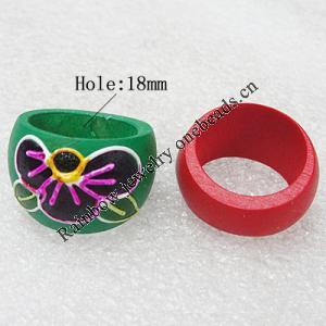 Wooden Finger Ring, Hole:18mm, Sold by Box