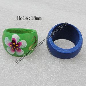 Wooden Finger Ring, Hole:18mm, Sold by Box