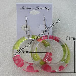 Resin Earring，Donut O:51mm I:35mm, Sold by Group 