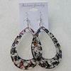 Resin Earring，Hollow Teardrop 71x47mm, Sold by Group 