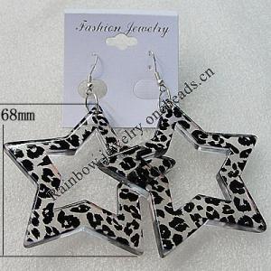 Resin Earring，Star 68mm, Sold by Group 