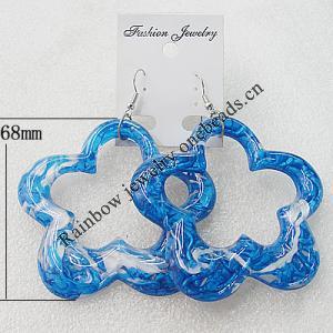 Resin Earring，Flower 68mm, Sold by Group 