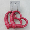 Resin Earring，Heart 56x67mm, Sold by Group 