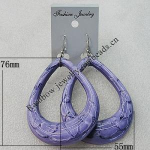 Resin Earring，Hollow Teardrop 76x55mm, Sold by Group 